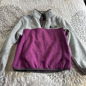 L.L. Bean Kids Heather Gray and Purple Sweater Fleece